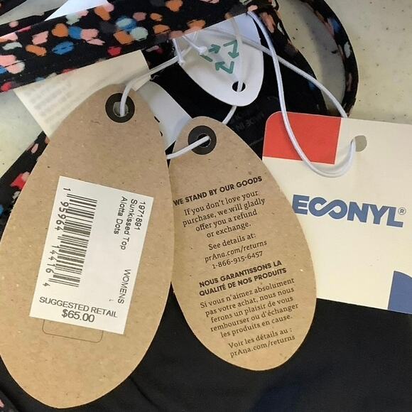 prAna Size L Black/Multi Alotta Dots Sunkissed Triangle Swim Top Strappy N13-2 - Picture 9 of 10